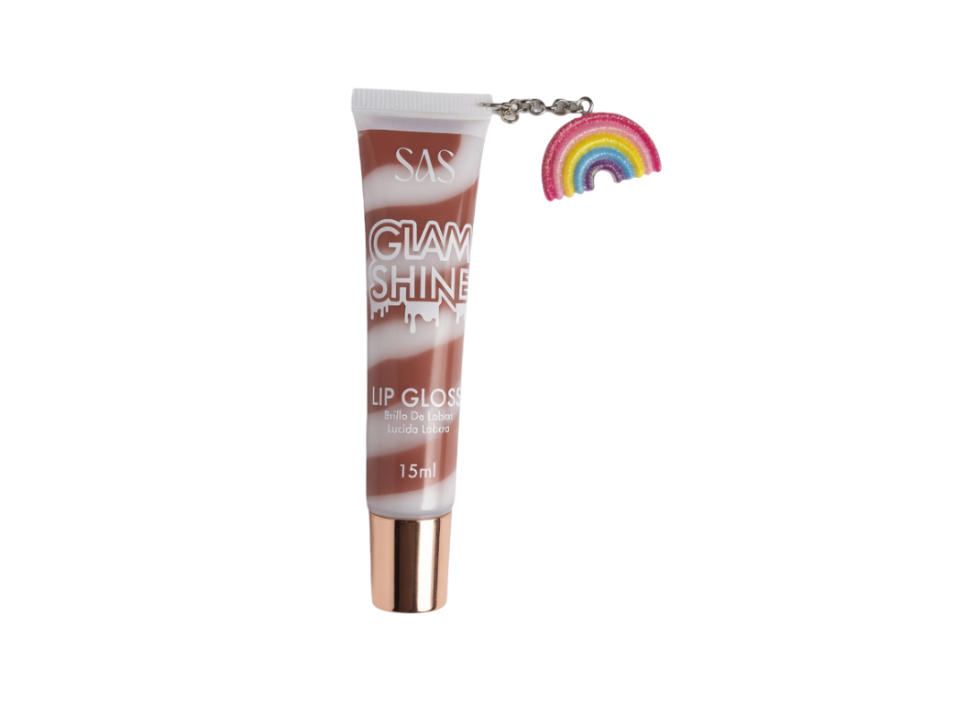 SAS Glam Shine High-Gloss Moisturizing Lip Gloss with Rainbow Charm - 15ml