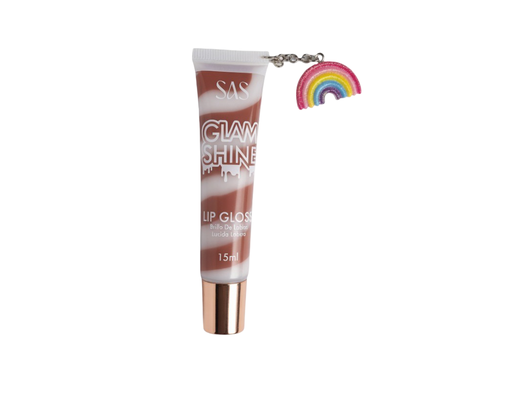 SAS Glam Shine High-Gloss Moisturizing Lip Gloss with Rainbow Charm - 15ml