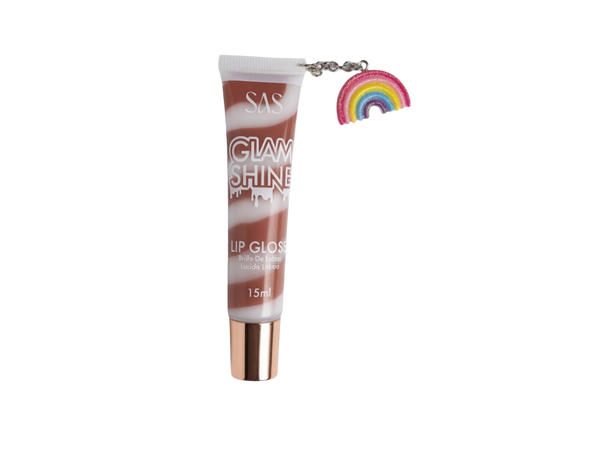 SAS Glam Shine High-Gloss Moisturizing Lip Gloss with Rainbow Charm - 15ml